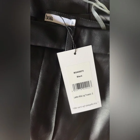 Black Wide Leg Leather Pants - Picture 4 of 4